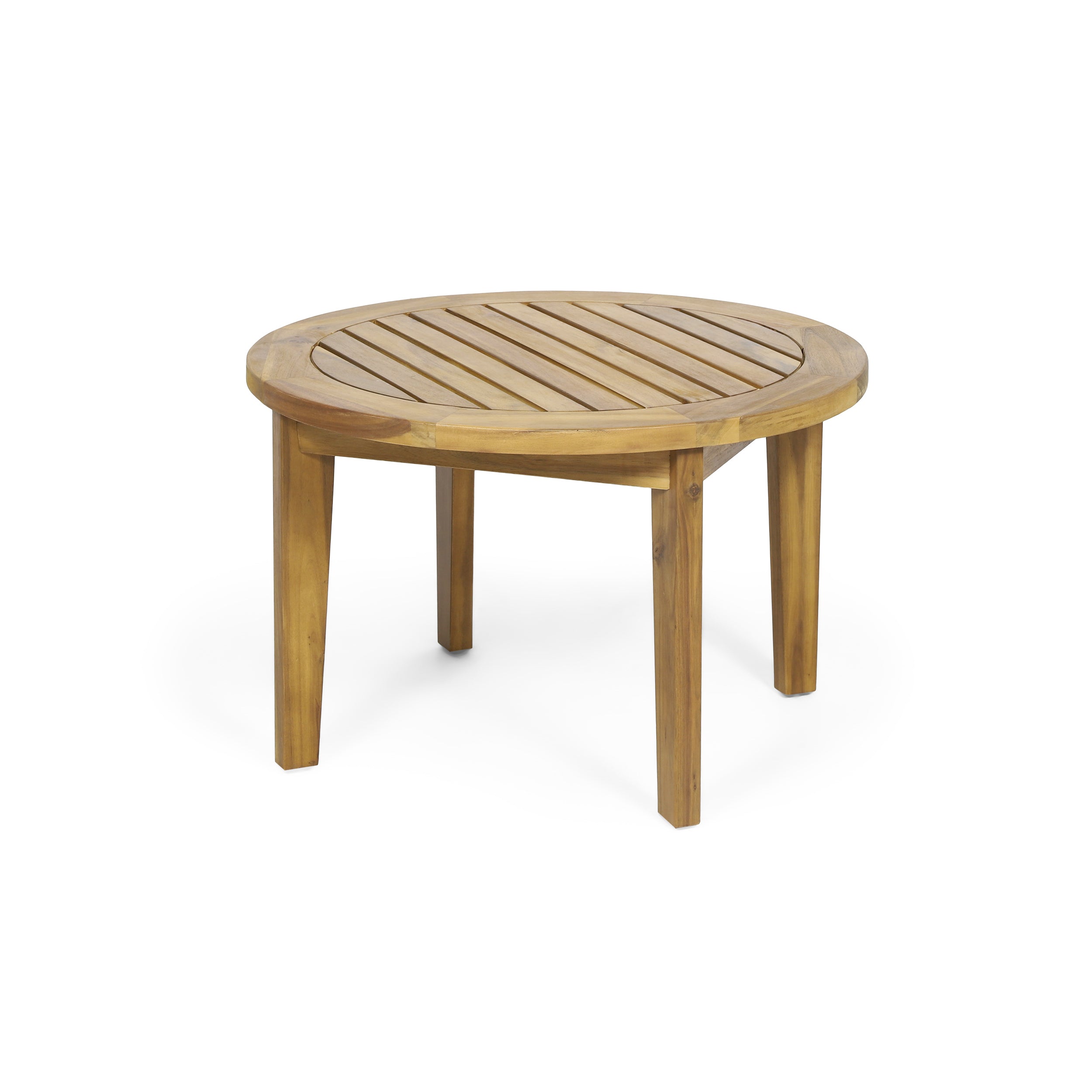 Laiah Outdoor Wooden Chat Set with Round Coffee Table