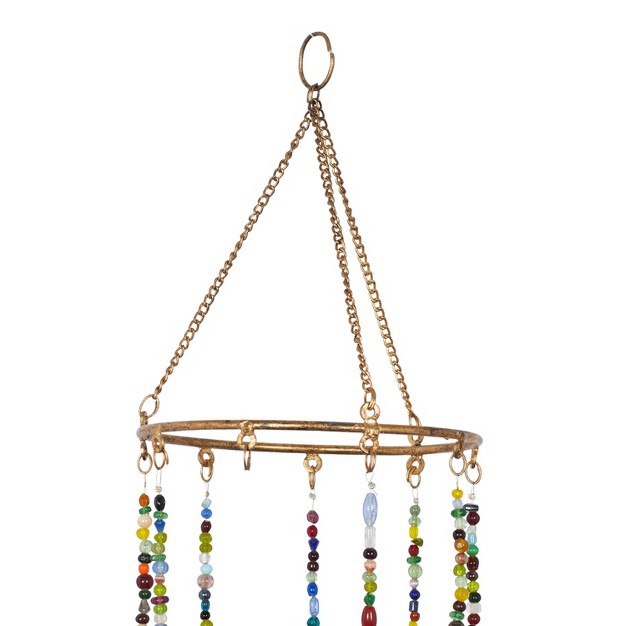 X 7 quot Eclectic Metal Elephant Windchime With Beaded Strands Gold Olivia amp May