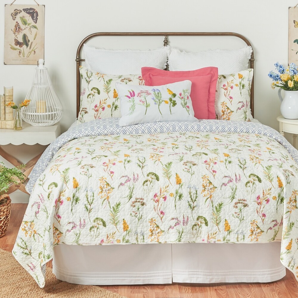 Genevieve Floral Botanical Twin Quilt Set