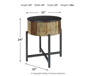 Signature Design by Ashley Nashbryn Rustic Round End Table, Gray & Brown