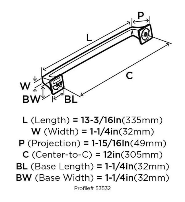 Amerock Mulholland 12 in (305 mm) Center-to-Center Satin Nickel Appliance Pull