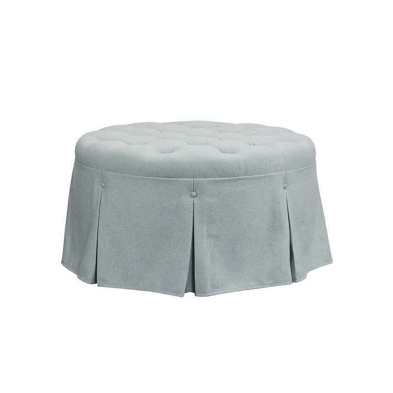 Martha Stewart Terri Skirt Button Tufted Round Ottoman