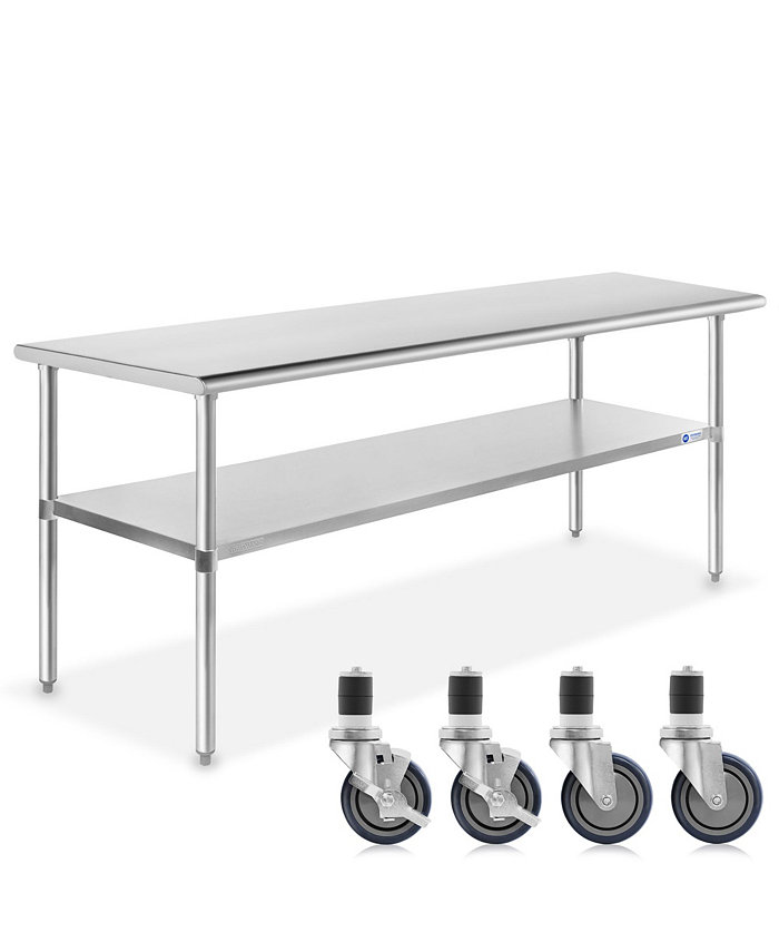 GRIDMANN 60 x 30 Inch Stainless Steel Table w  4 Casters NSF Commercial Kitchen Work and Prep Table