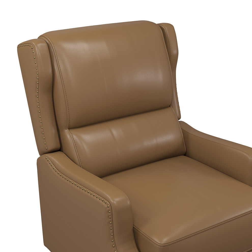 Traditional Genuine Leather Recliner With Nailhead Trims Set of 2   Traditional   Recliner Chairs   by Karat Home  Houzz