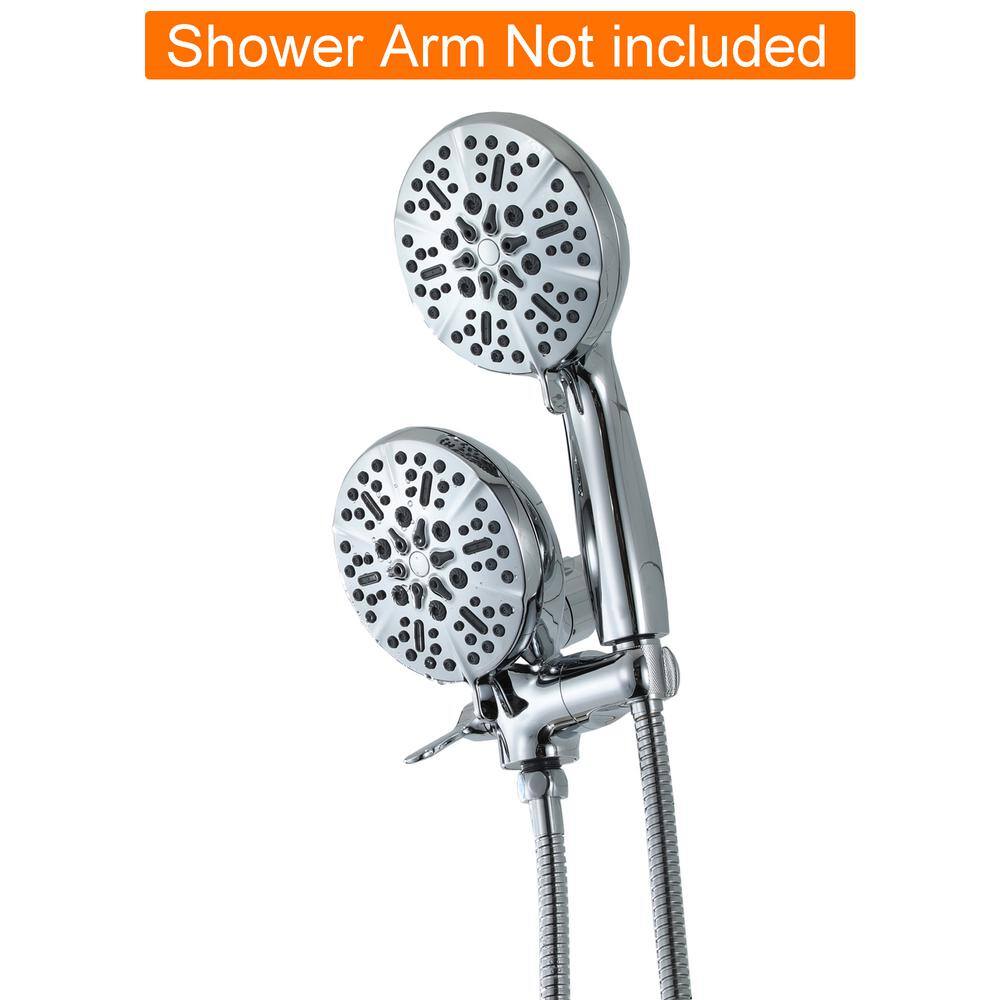 CASAINC 5-Spray Patterns with 1.75 GPM 5 in. Wall Mount Dual Shower Heads and Handheld Shower Head in Chrome CASATW2501-5CH