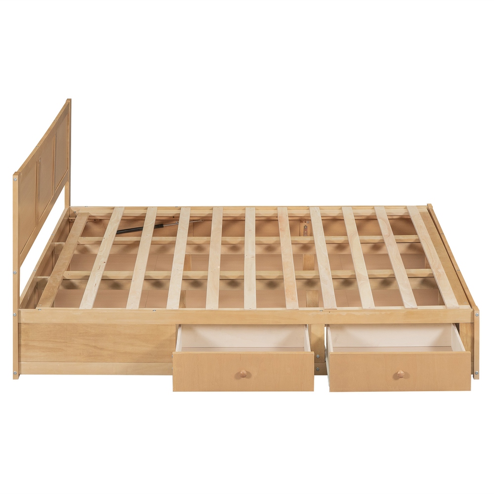 Lift Up Platform Bed with 2 Drawers for Bedroom  Wooden Storage Bed Frame with Storage Underneath  No Box Spring Needed