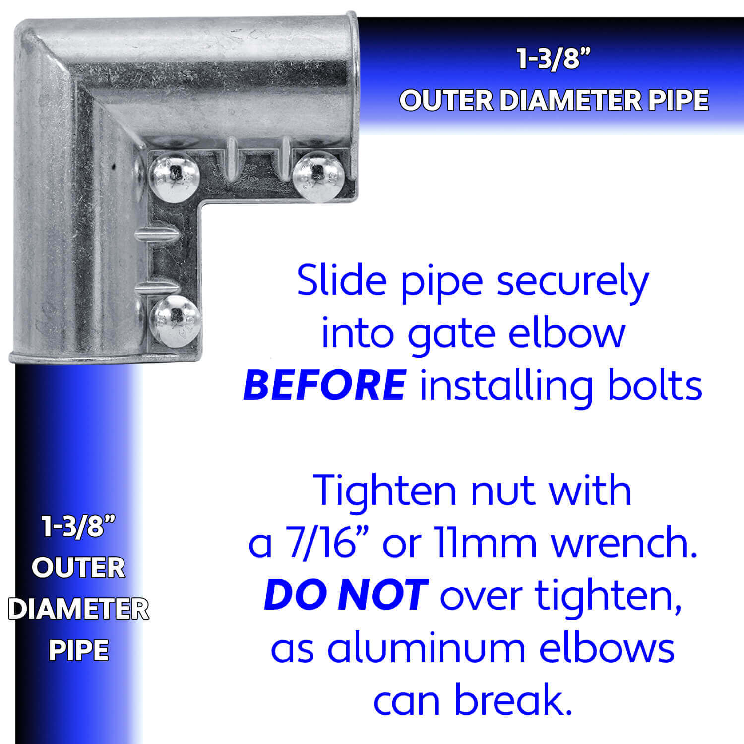 Jake Sales Brand -Chain Link Fence Gate Corner - 1-3/8