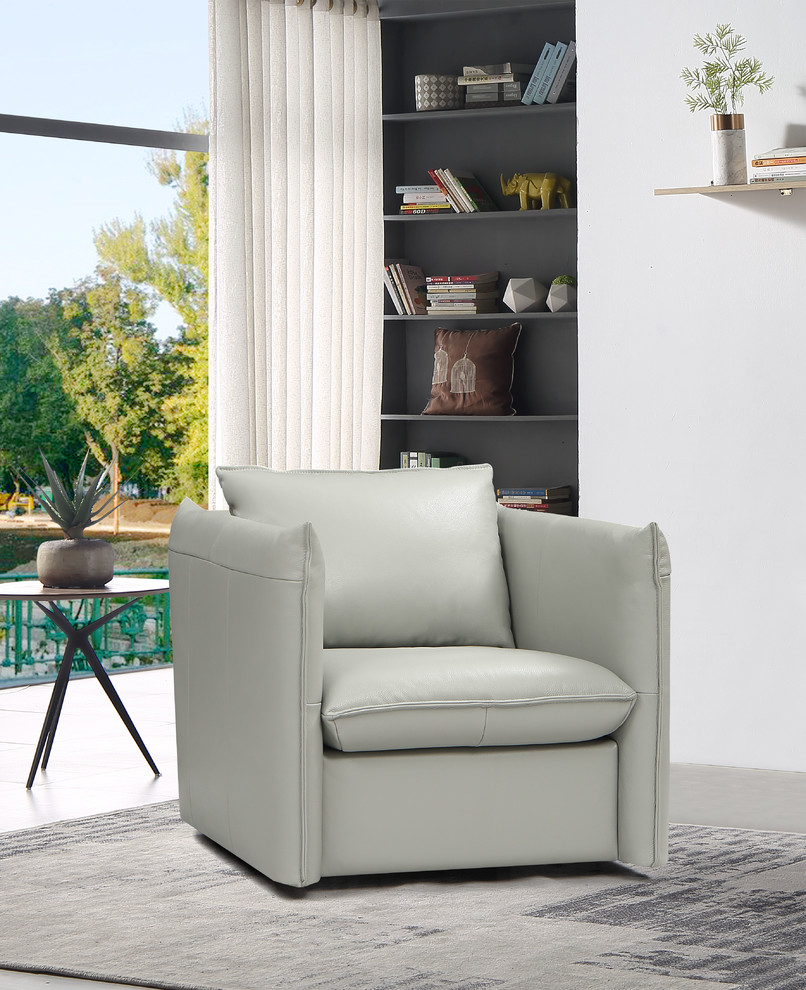 Divani Casa Tamworth Modern Gray Leather Swivel Chair   Contemporary   Armchairs And Accent Chairs   by Vig Furniture Inc.  Houzz