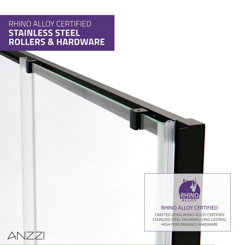 ANZZI Halberd 48 in. W x 72 in. H Sliding Framed Shower Door in Matte Black Finish with Clear Glass SD-AZ052-01MB