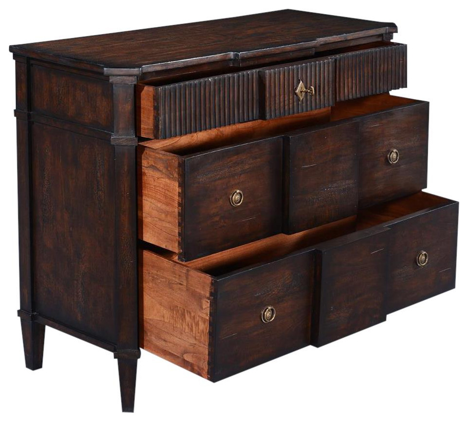 Chest St Denis Dark Rustic Pecan Wood Old World Distressed Soft Glide   Transitional   Accent Chests And Cabinets   by EuroLuxHome  Houzz