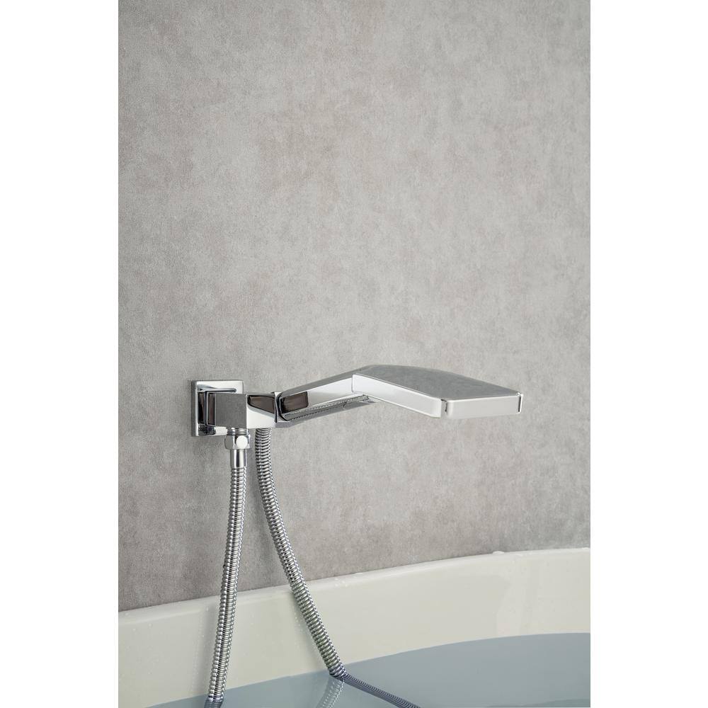 Tahanbath Single-Handle Waterfall Tub Faucet Wall Mount Roman Tub Filler with Hand Shower in Polished Chrome W1194-D97207CP-KXC