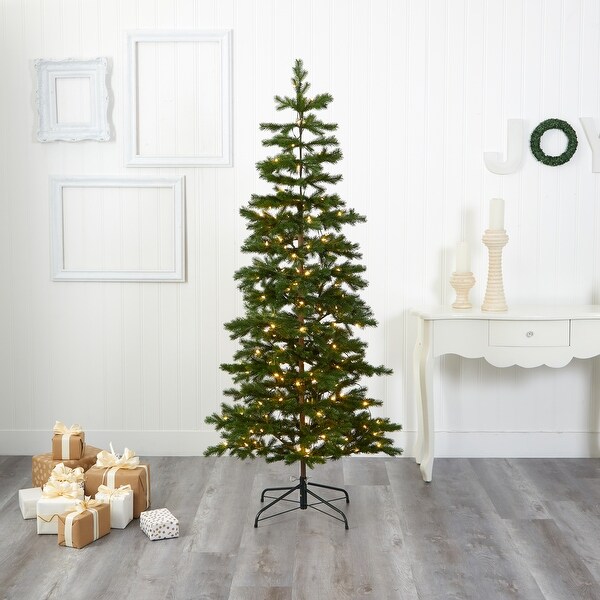 6.5' Big Sky Spruce Artificial Christmas Tree with 200 Clear Warm (Multifunction) LED Lights and 265 Bendable Branches