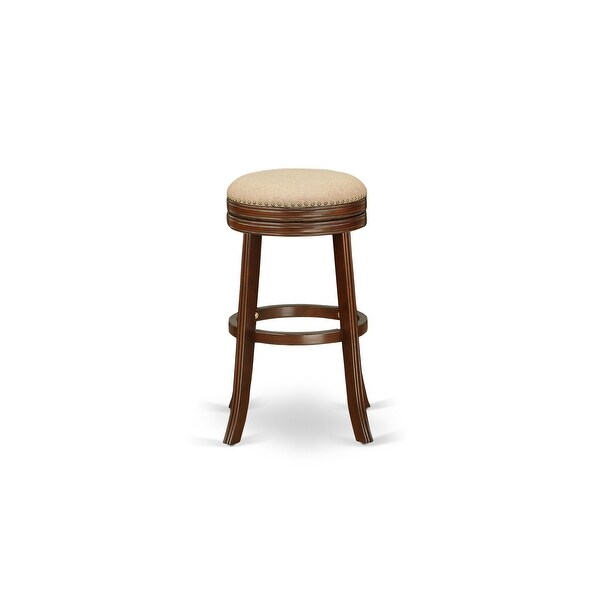 East West Furniture Devers Swivel Backless Barstool of 30'' Seat Height with Pu Leather Roast (Color Options Available)