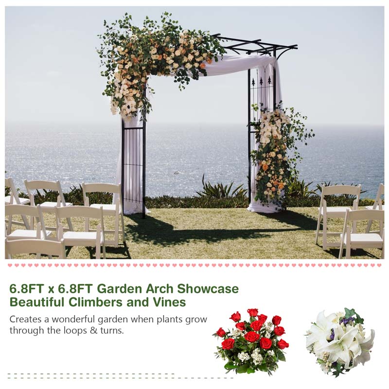 82'' x 20.5'' Wedding Metal Arbor Garden Arch Trellis for Rose Vines Plant Climbing, Outdoor Gardening Walkway Arches