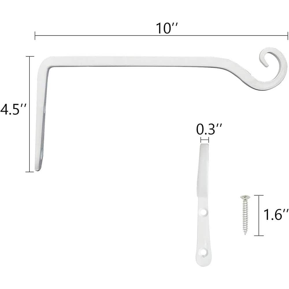 Cubilan 12 in. Plant Hangers Outdoor White Heavy-Duty Plant Hanging Bracket Hook (2-Pack) Metal B08G4NWZ62