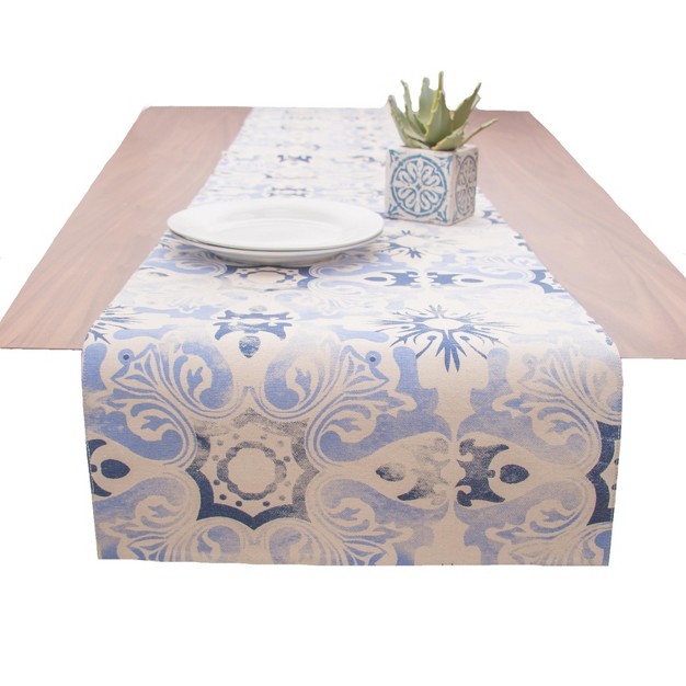 X 72 quot Blue Tile Kitchen Table Runner