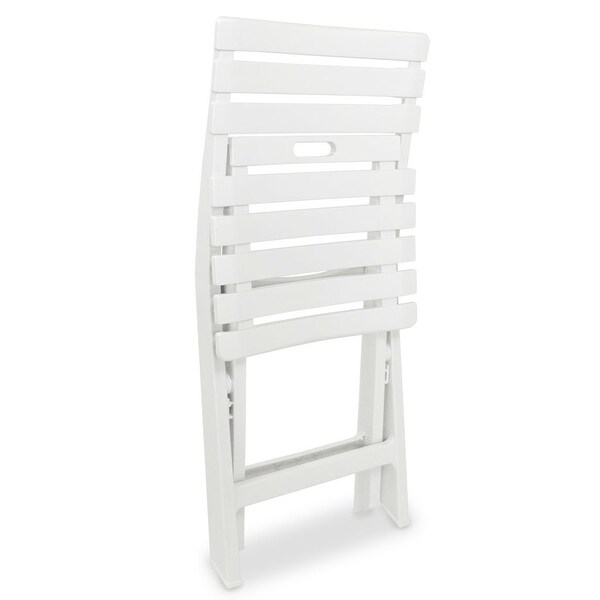 3 Piece Folding Bistro Set Plastic White - Overstock - 35108075