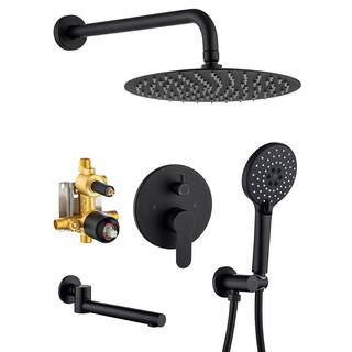 GIVING TREE Single-Handle 3-Spray Tub and Shower Faucet Combo with Hand Shower in Matte Black (Valve Included) HDYN-ZG0099