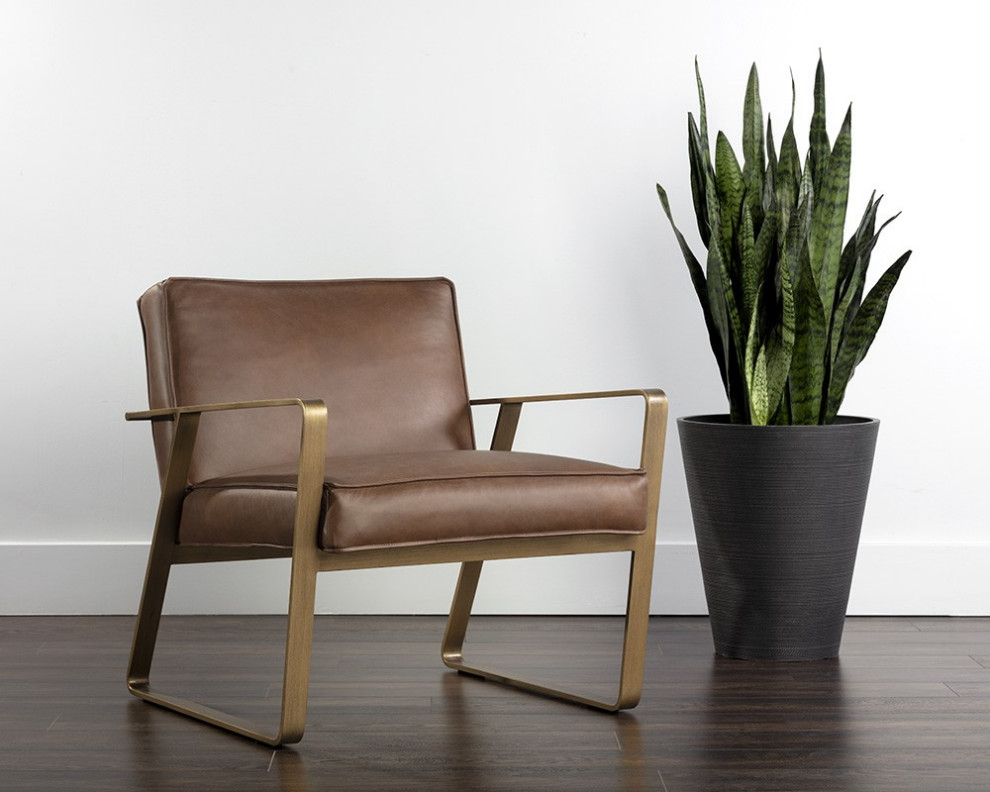 Kristoffer Lounge Chair  Vintage Caramel Leather   Contemporary   Armchairs And Accent Chairs   by Sunpan Modern Home  Houzz