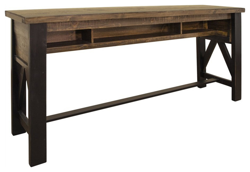 Greenview Loft Rustic Modern Sofa Table With 3 Stools   Rustic   Console Tables   by Crafters and Weavers  Houzz