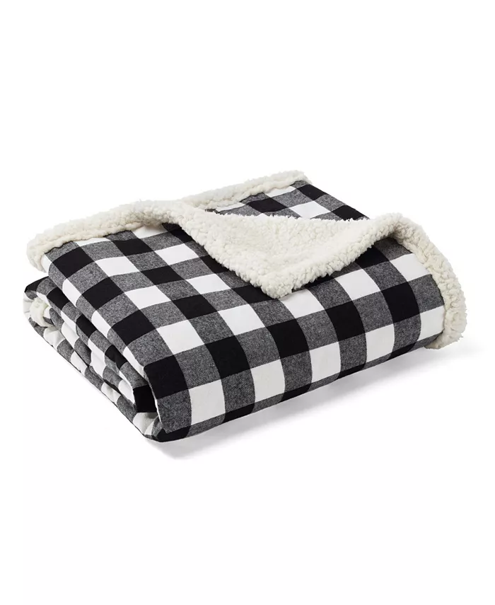 Eddie Bauer CLOSEOUT! Cabin Plaid Cotton Yarn Dyed Flannel Throw Pillow and Blanket Set