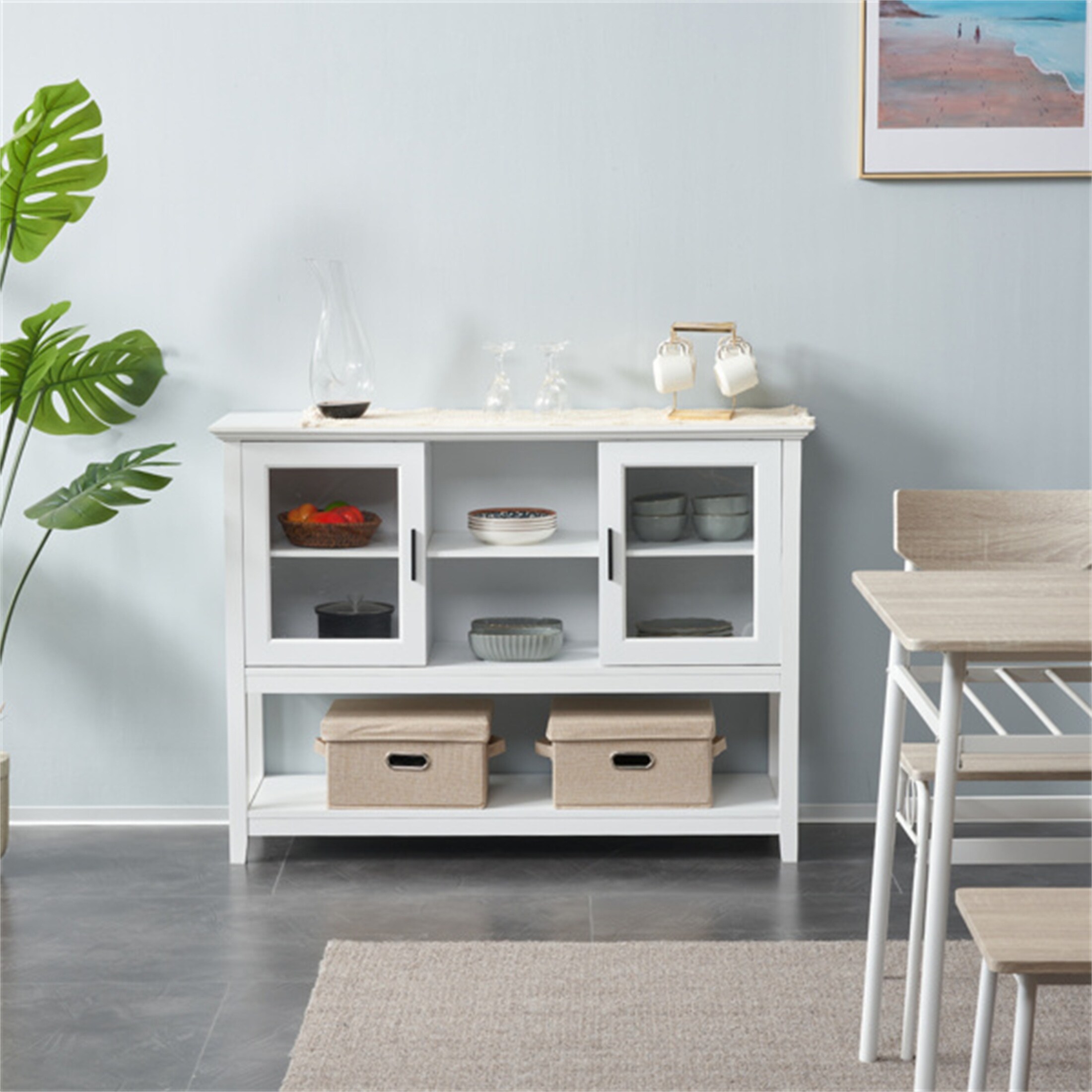 White Bathroom Floor Storage Cabinet