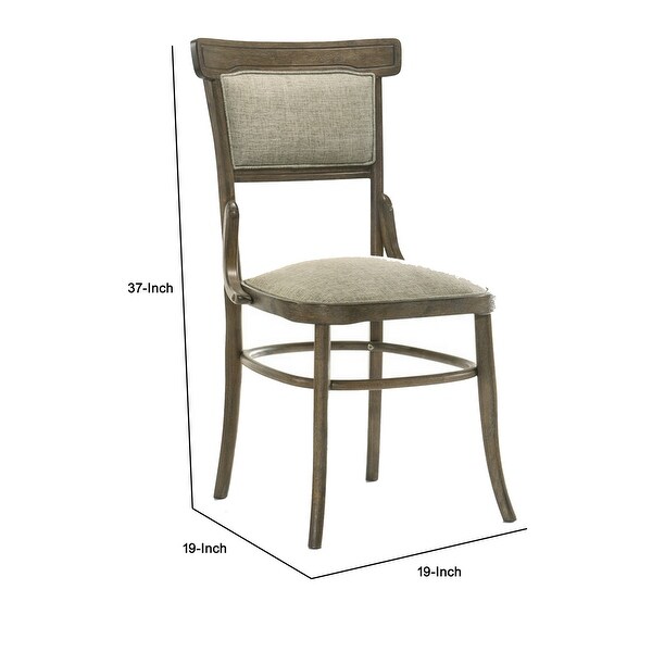 19 Inch Wood Dining Chair， Padded Back with Inward Curving Top， Brown