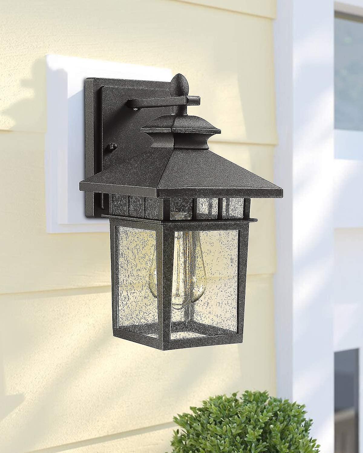 Outdoor Wall Mount Lights |  Exterior Porch Light Fixture， Sanded Black Cast-aluminum With Bubble Glass Panel