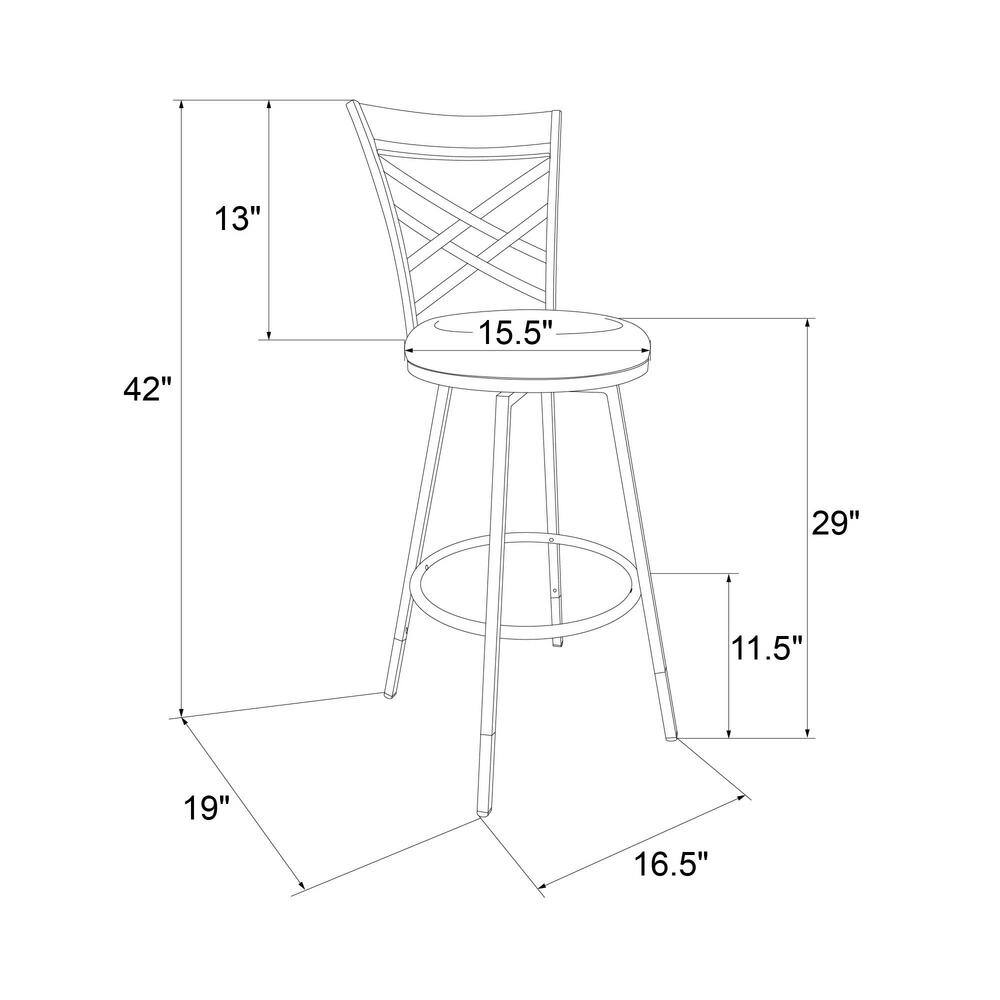 DHP Joss Black Upholstered Faux Leather Seat Adjustable Swivel Barstool (Set of 3) DE96700