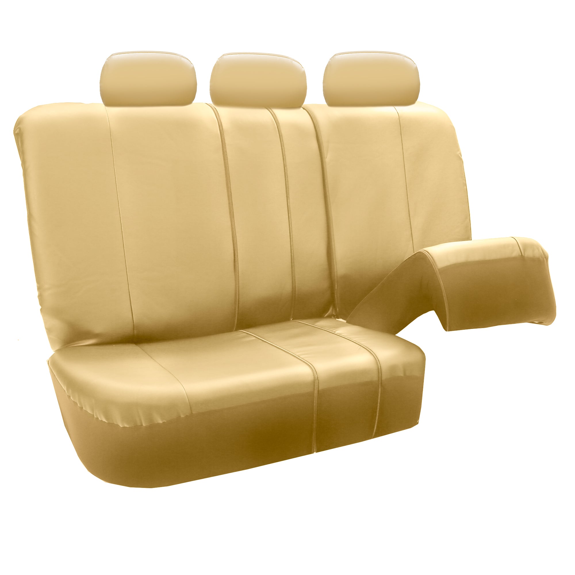 FH Group PU Leather Highback Royal PU Leather Seat Covers， Full Set with Carpet Floor Mats， Tan