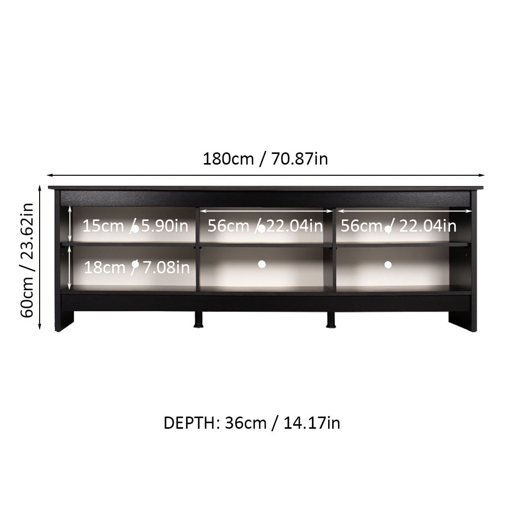 Madesa TV Stand with 6 Shelves and Cable Management  for TVs up to 75 Inches  Wood TV Bench  23\