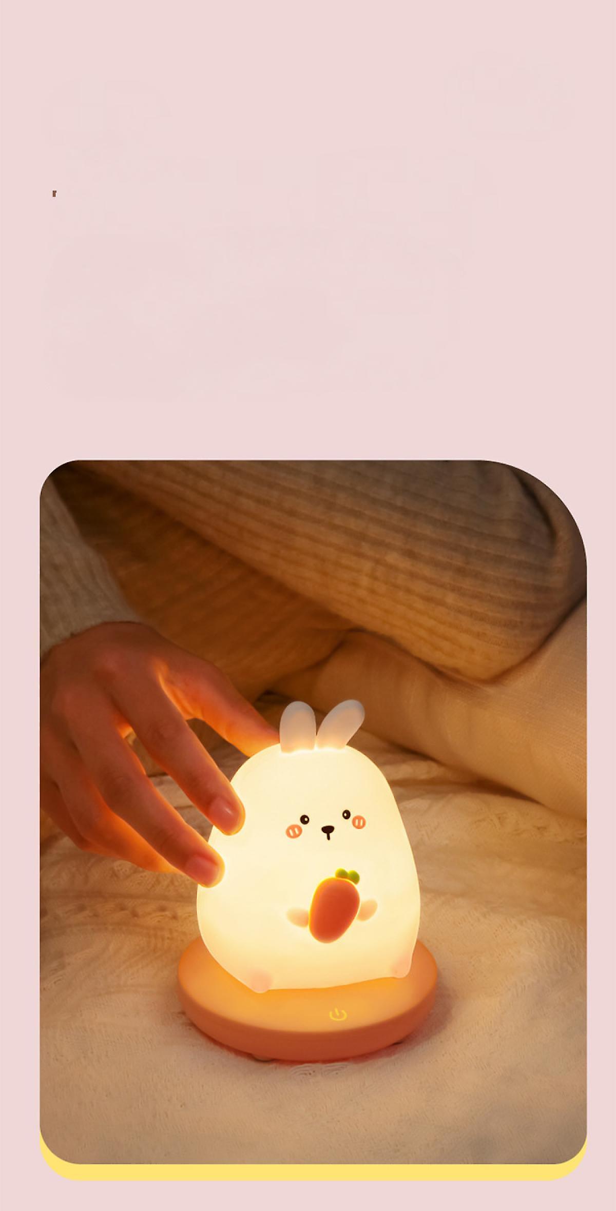 Led Children Night Light， Cute Rabbit Night Light Soft Silicone Night Light With Touch Sensor，usb Rechargeable Bedside Lamp For Room Decor