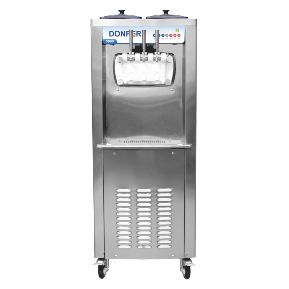 Donper D900H Soft-Serve Ice Cream Machine， Floor， 2 Flavor + Twist， 9.5 Qt