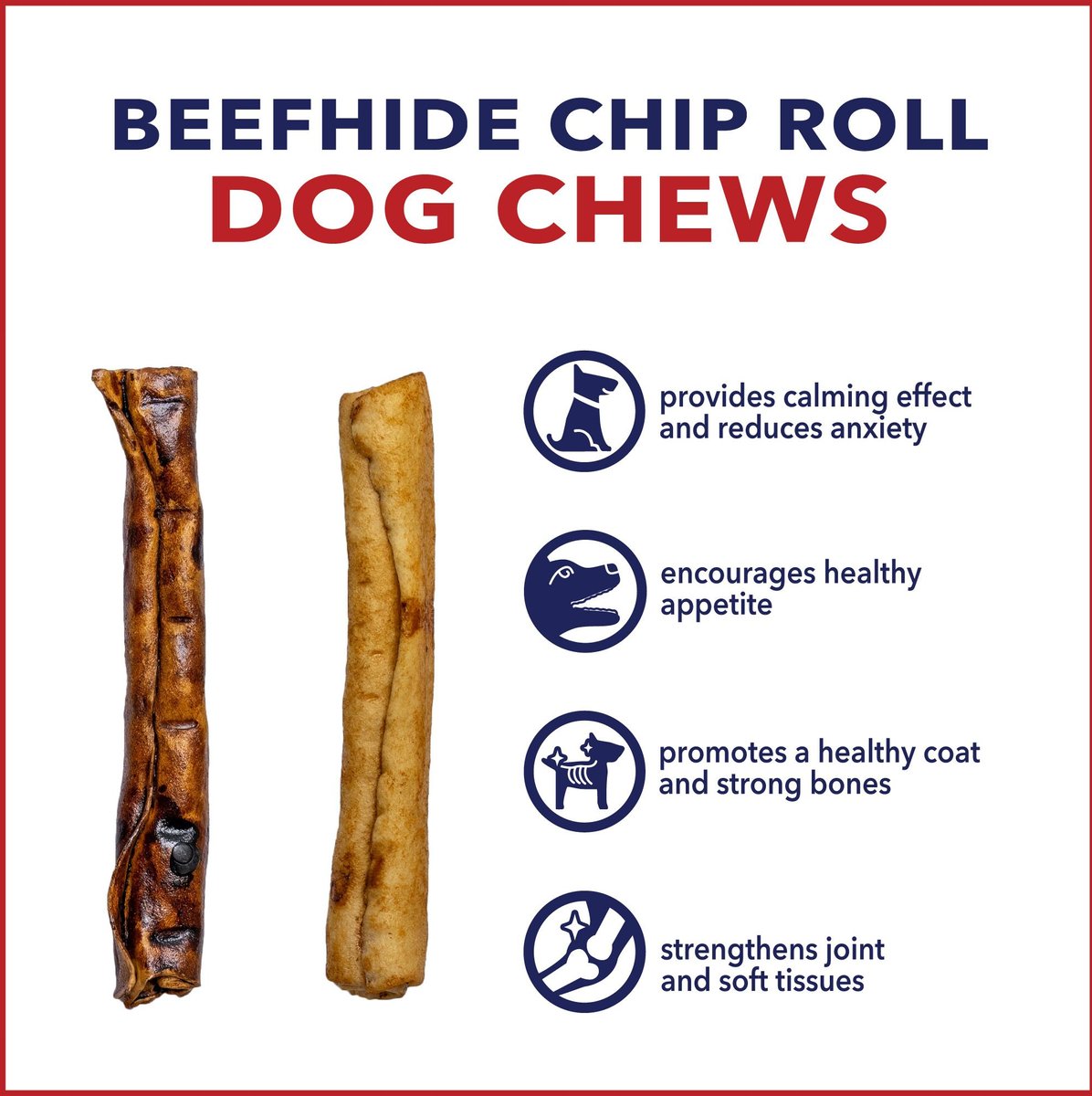 Pet Factory Beefhide Chip Rolls 5-inch Beef and Chicken Flavored Dehydrated Dog Hard Chews， 50 count