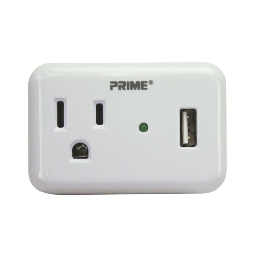 Prime 3 Prong 1 Outlet with 1 Port USB Charger ;