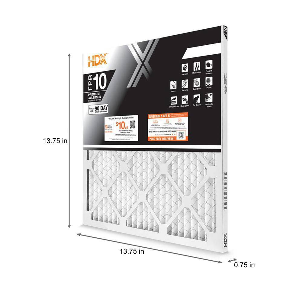 HDX 14 in. x 14 in. x 1 in. Premium Pleated Air Filter FPR 10 HDX1P10-011414