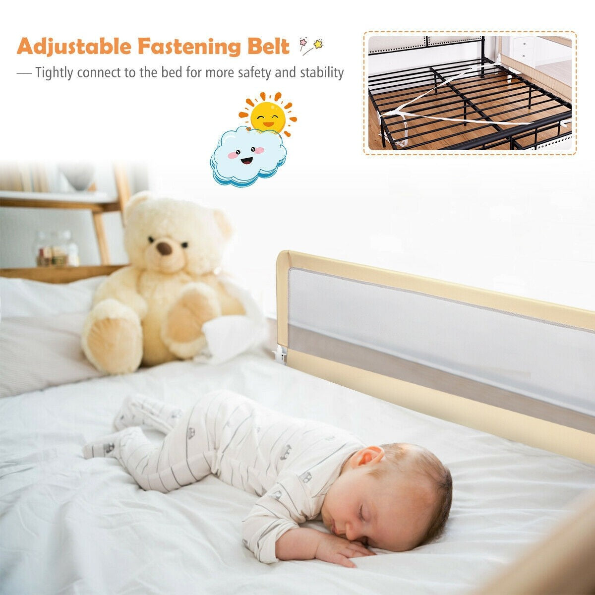 Bed Rails for Toddlers, 59'' Extra Long, Swing Down Bed Guard