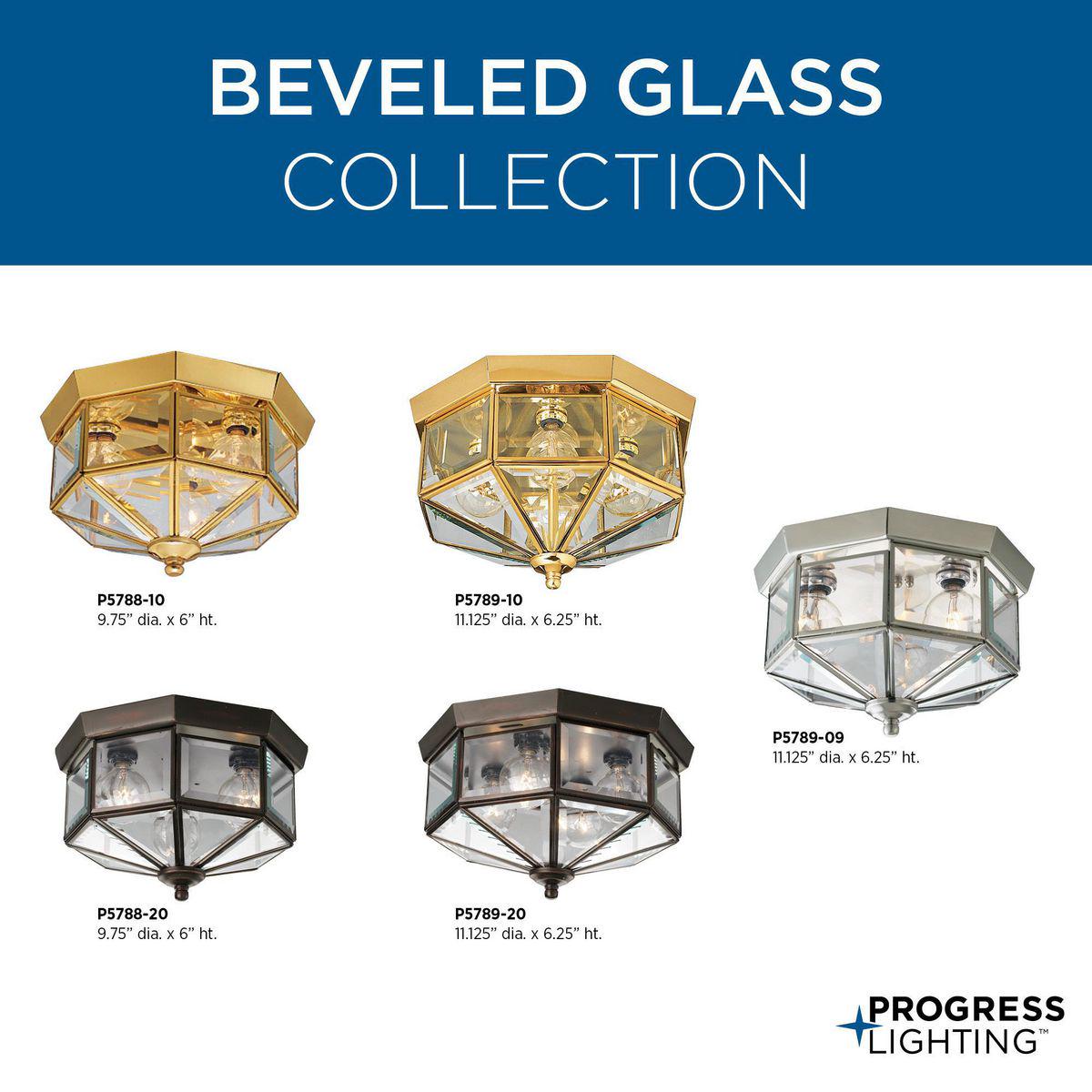 Three-Light Beveled Glass 9-3/4 Close-to-Ceiling