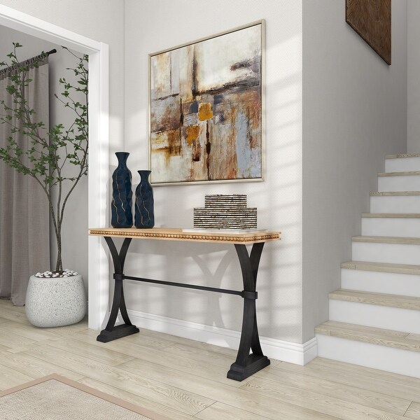 Brown Metal Industrial Console Table 31 x 51 x 16