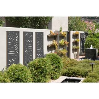 OUTDECO 70 in. x 23.75 in. Kona Hardwood Composite Decorative Wall Decor and Privacy Panel Black USADLT6-BL