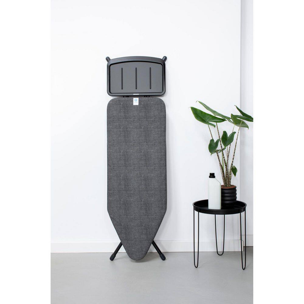 Brabantia Ironing Board C 49 x 18 In with Solid Steam Unit Holder Denim Black Cover and Black Frame 134746