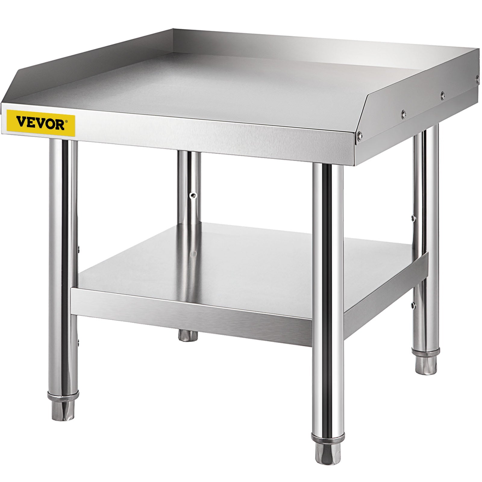 VEVOR Stainless Steel Table， 24 x 24 Inch， Heavy Duty Prep and Work Metal Workbench with Adjustable Storage Under Shelf and Table Feet， Commercial Equipment Stand for Hotel， Restaurant and Home Kitchen