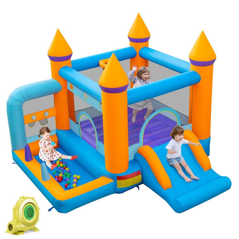 Costway 5-in-1 Inflatable Bounce House Castle Kids Jumping Bouncer with Ocean Balls  735W Blower NP10927US