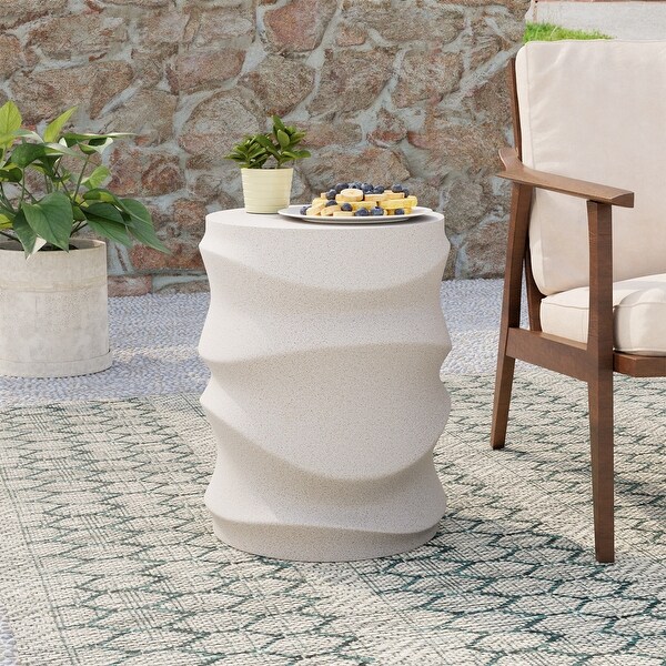 COSIEST Outdoor WavePatterned Column Side Table