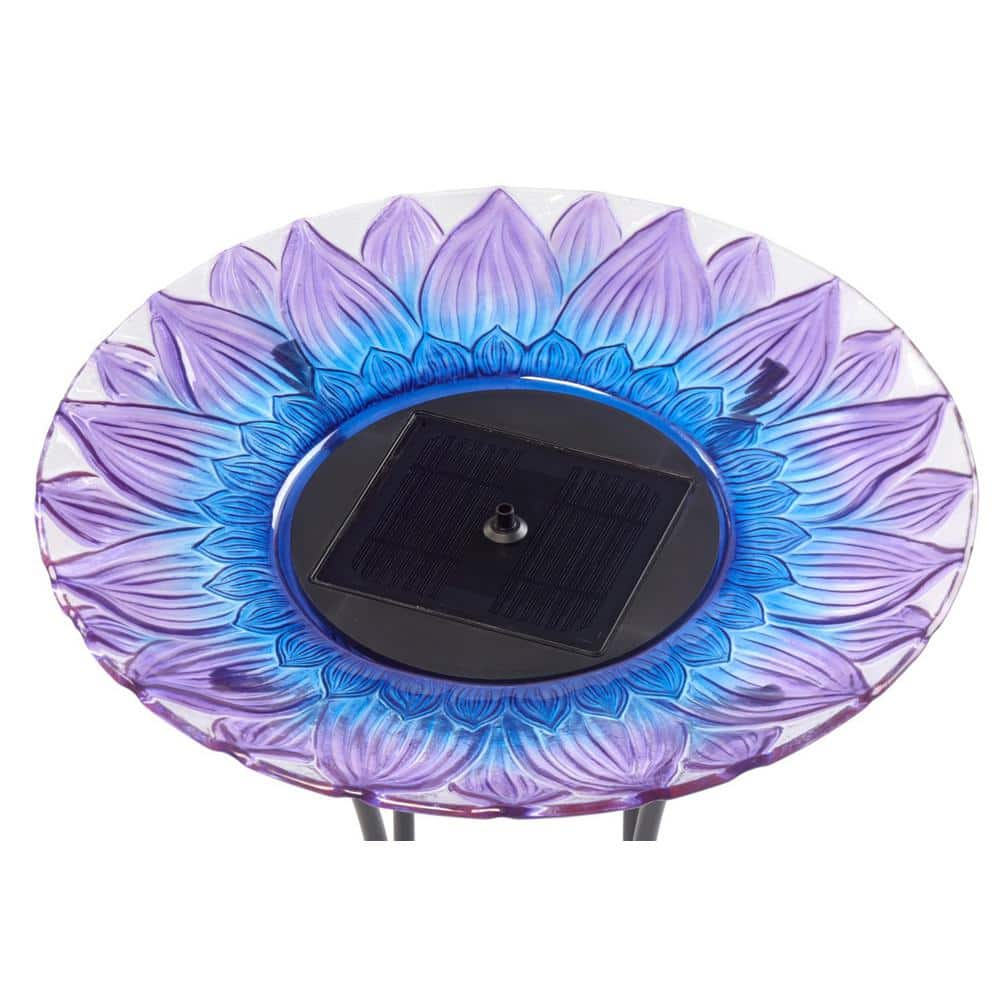 Smart Solar Bell Flower Glass Solar Birdbath 20223R01