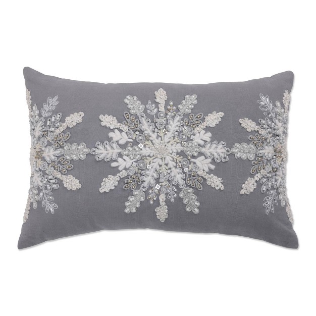 Snowflake Christmas Indoor Lumbar Throw Pillow Silver Pillow Perfect