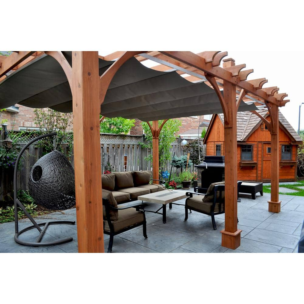 Outdoor Living Today 12 ft. x 16 ft. Breeze Cedar Pergola with Retractable Canopy BZ1216WRC