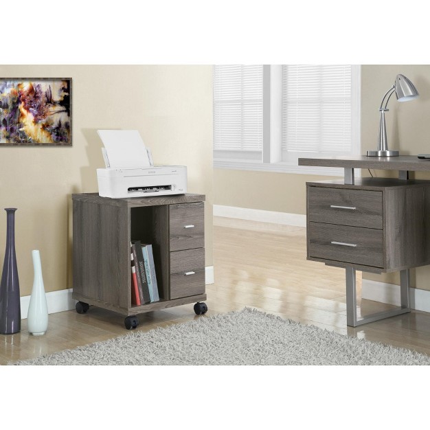 Monarch Specialties Reclaimed look 2 Drawer Computer Stand castor