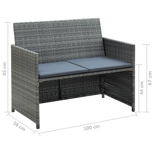 4 Piece Patio Lounge with Cushions Set Poly Rattan Gray - Overstock - 36363500