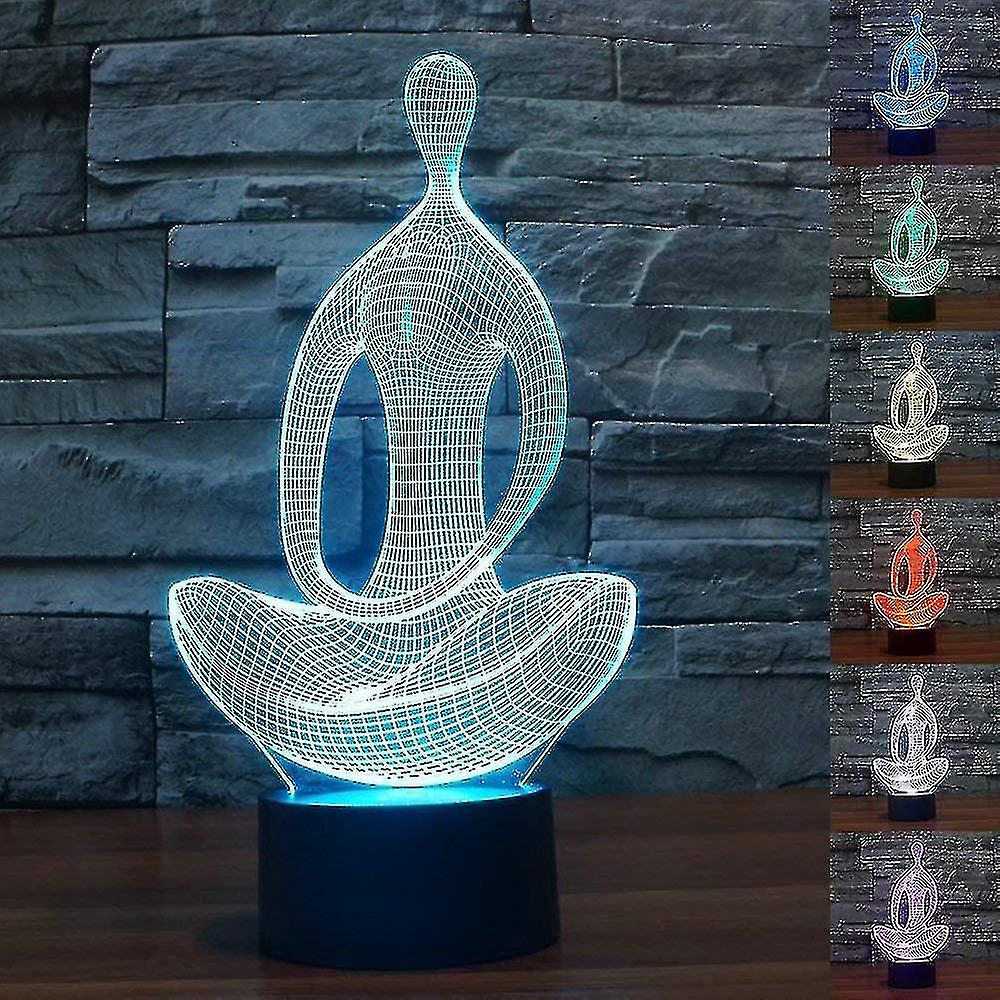 3d Led Yoga Meditation Optical Illusion Sensor Night Light With Touch